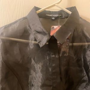 Sheer naked wardrobe button up
